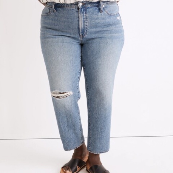 Madewell Denim - Madewell Womens Mid-Rise Perfect Vintage Ainsdale Wash Jeans Knee-Rip Plus 24W